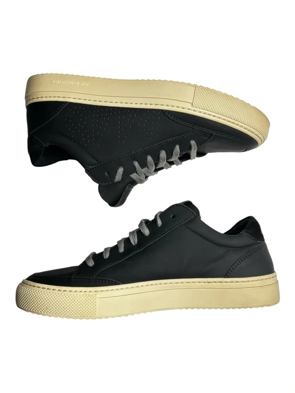 P448 John Project Sustainability Black Leather Low Top Sneakers Womens EU 39 US